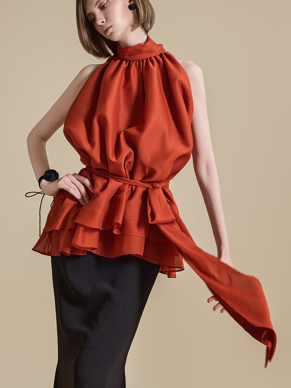 B9146 Blouse with Strap