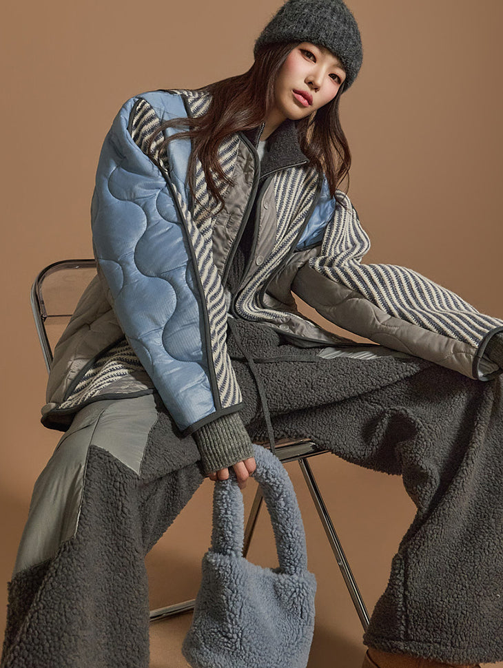 J2559 キルティングミックスジャンパー