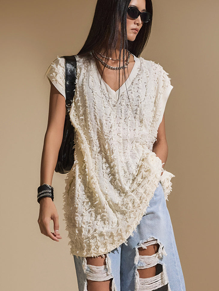 E3447 流苏无袖上衣