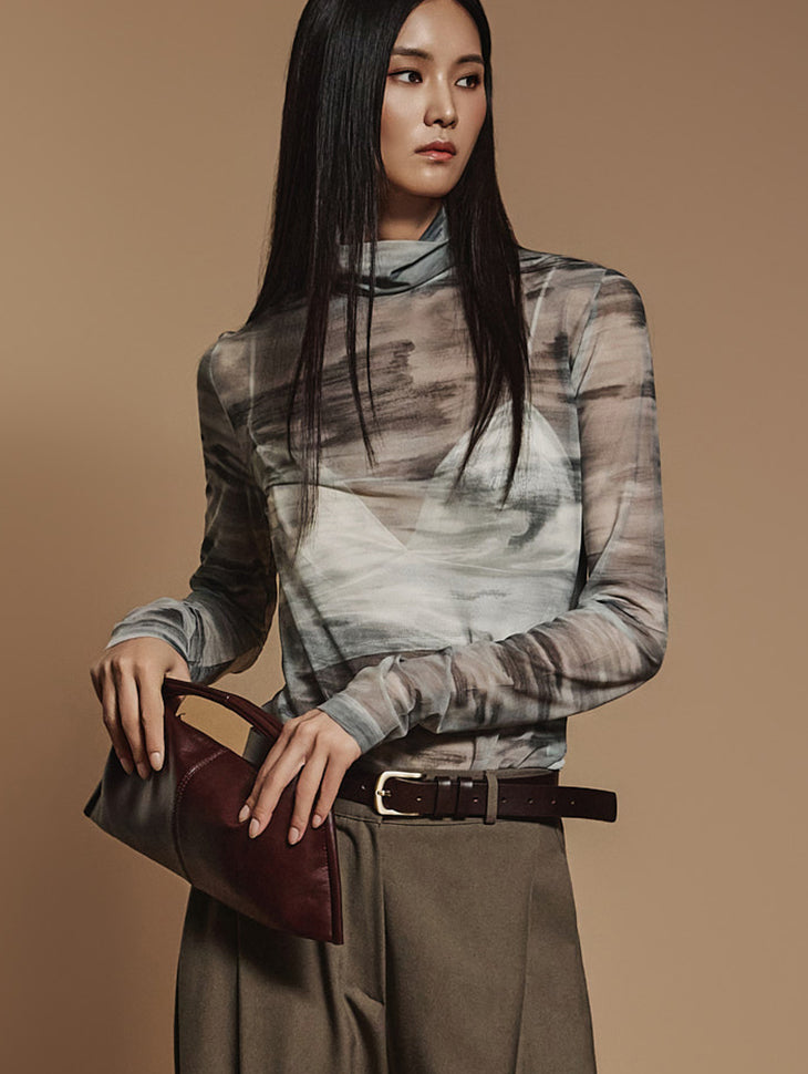 E3541 印花透视上衣