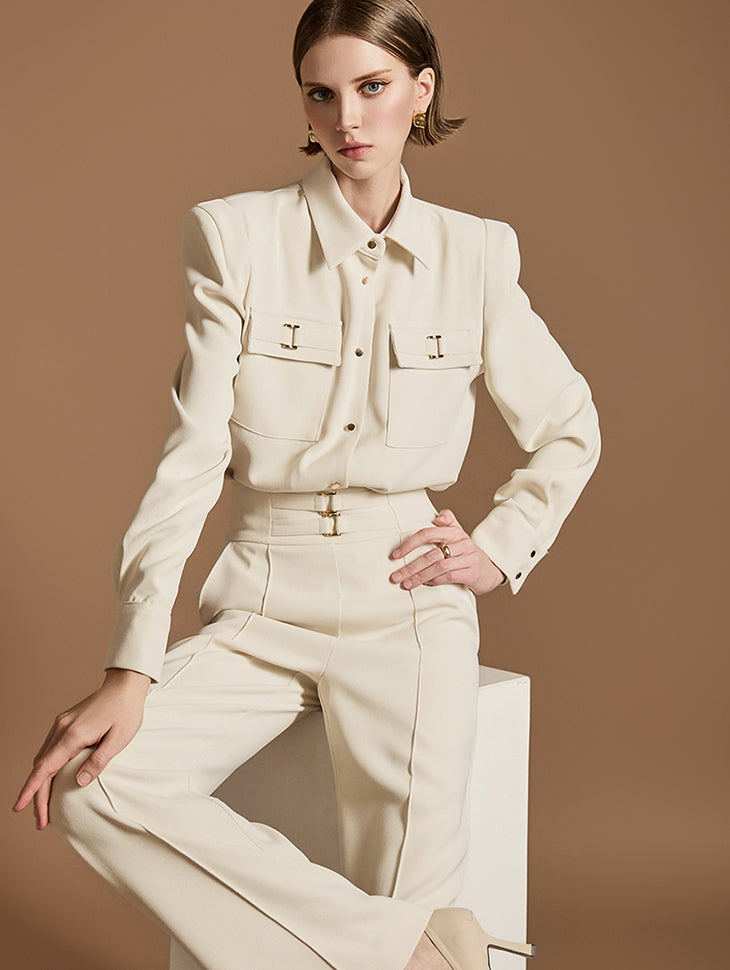 B3022 バックルブラウス