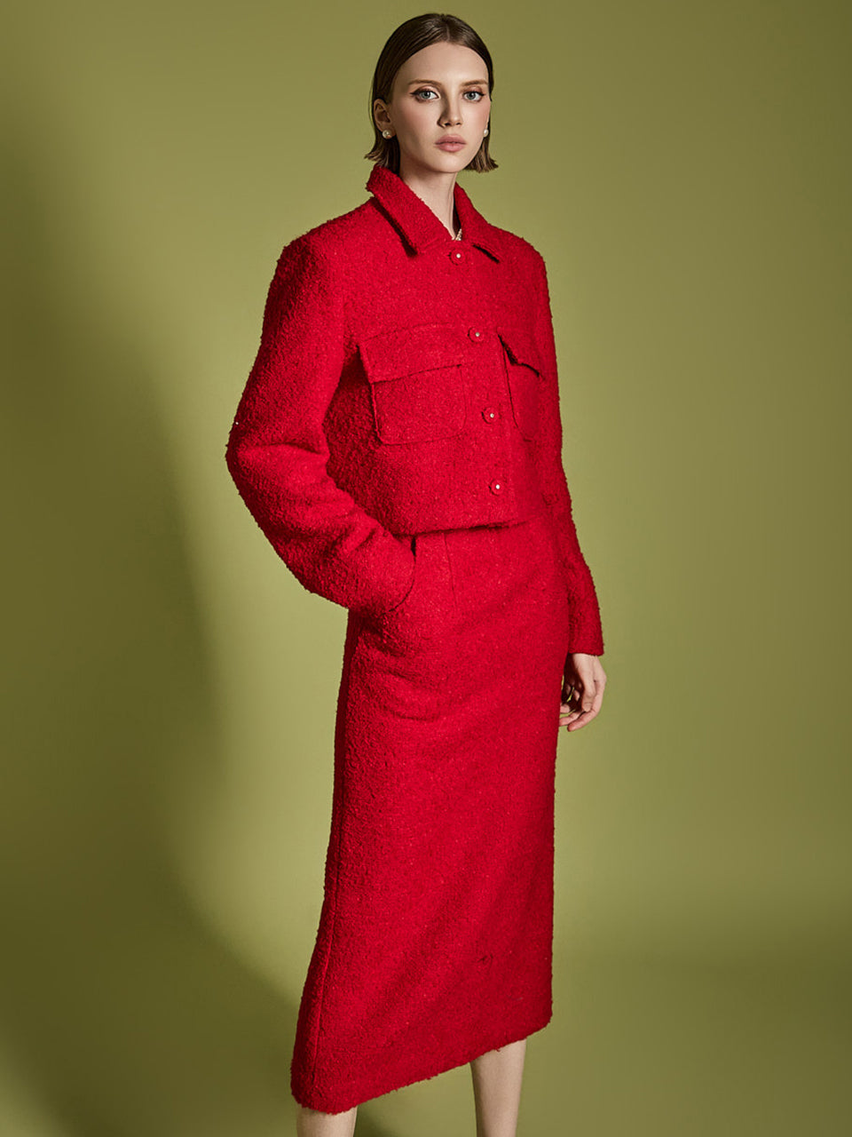 TP1993 粗花呢夹克裙套装