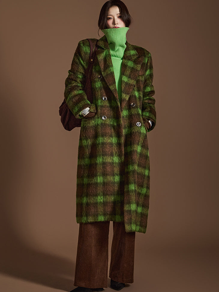 J2527 格子双层大衣