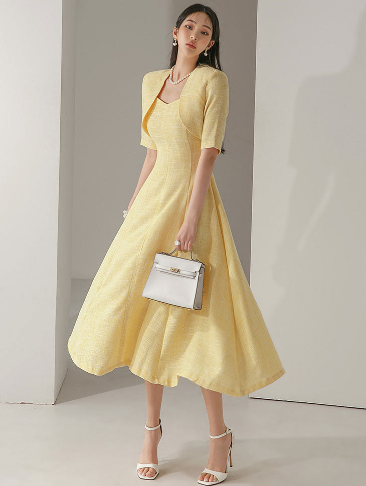 D4446 ツイードボレロドレス