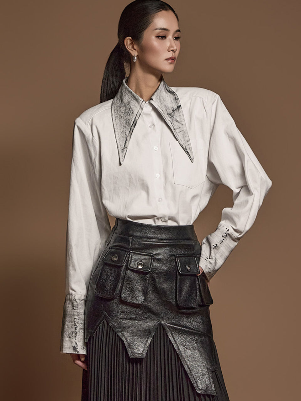 S709 ペイントテクスチャーシャツ