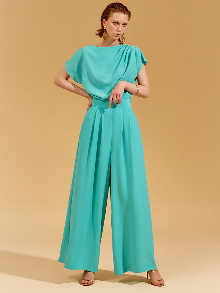 TP1600 Boat Neck Blouse Two-piece Set