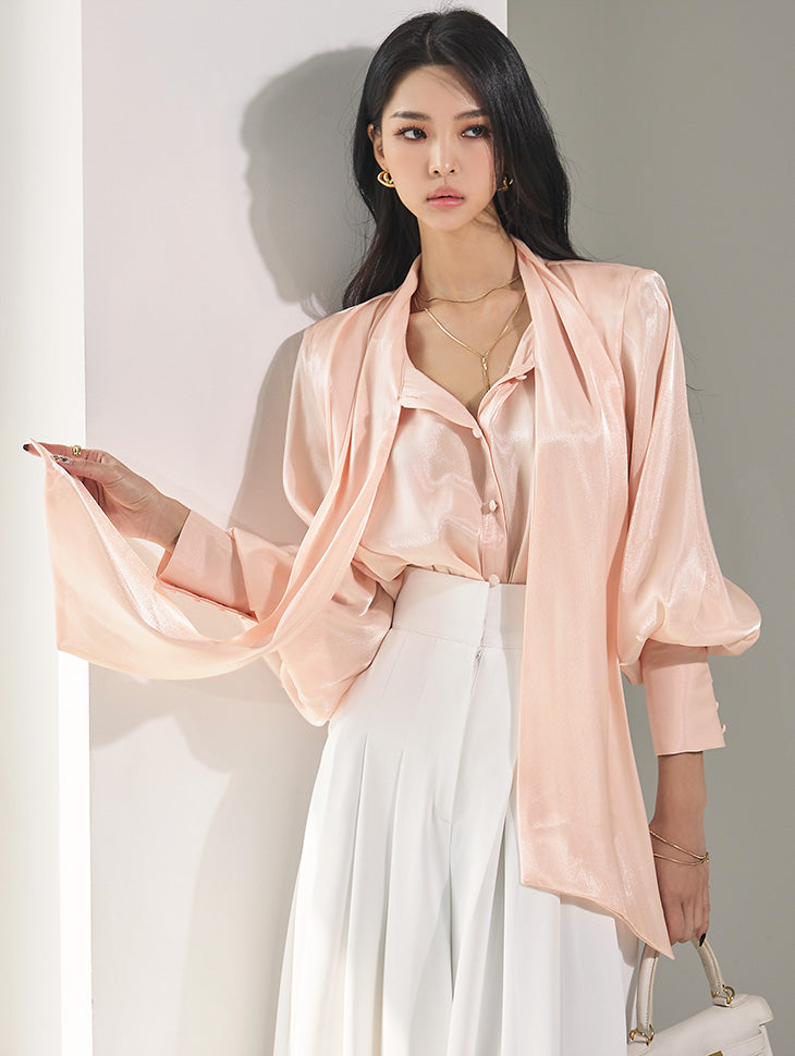 B2805 See-through Strap Organza Blouse