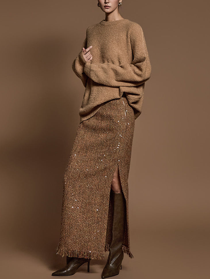 SK9255 粗花呢流苏裙