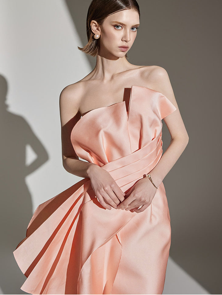 D9471 フリルチューブトップドレス