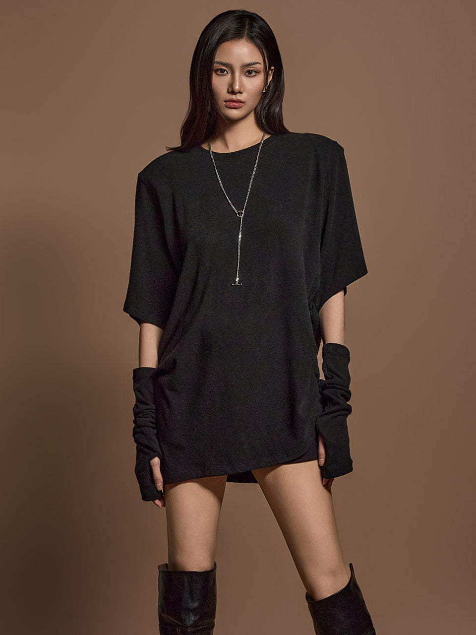 E3660 指なし手袋付きトップス