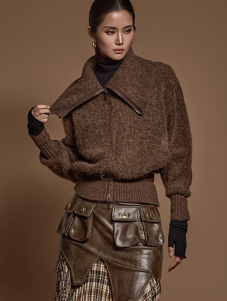 J2570 ニットカラージップスウェットシャツ