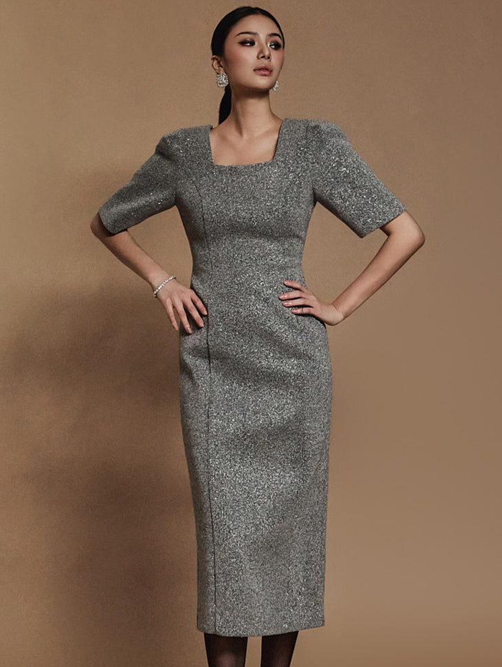 D5108 スクエアネックドレス