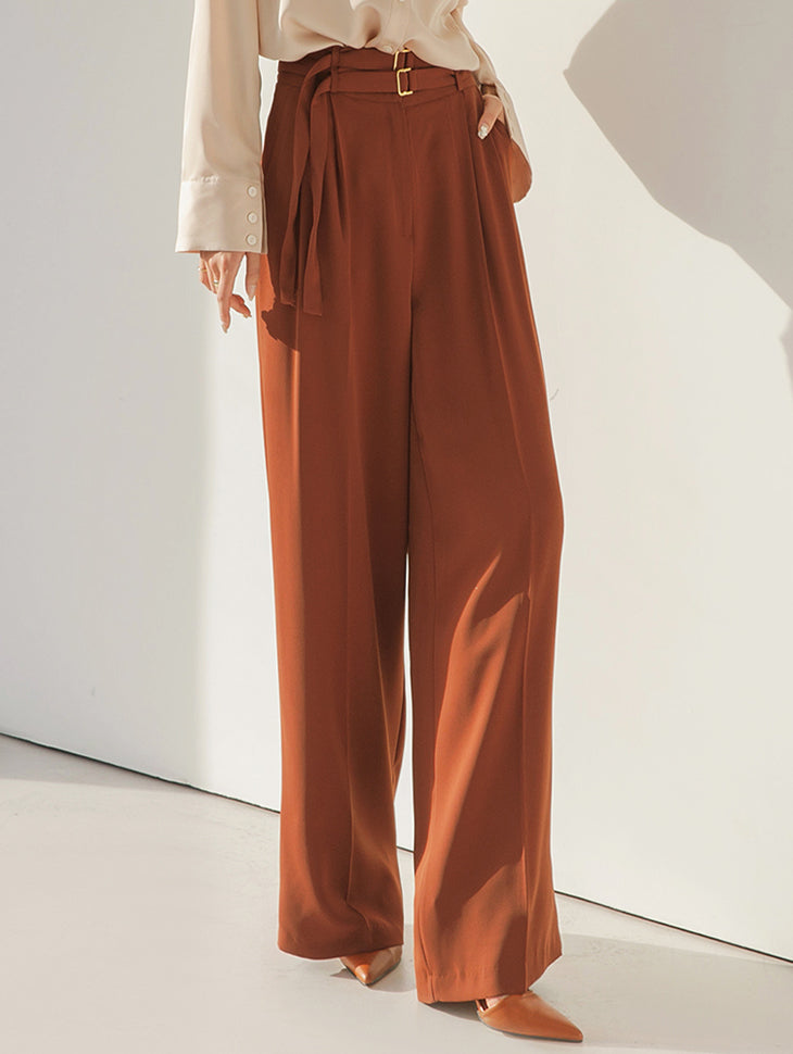 P2690 ベルト付きピンタックスラックス