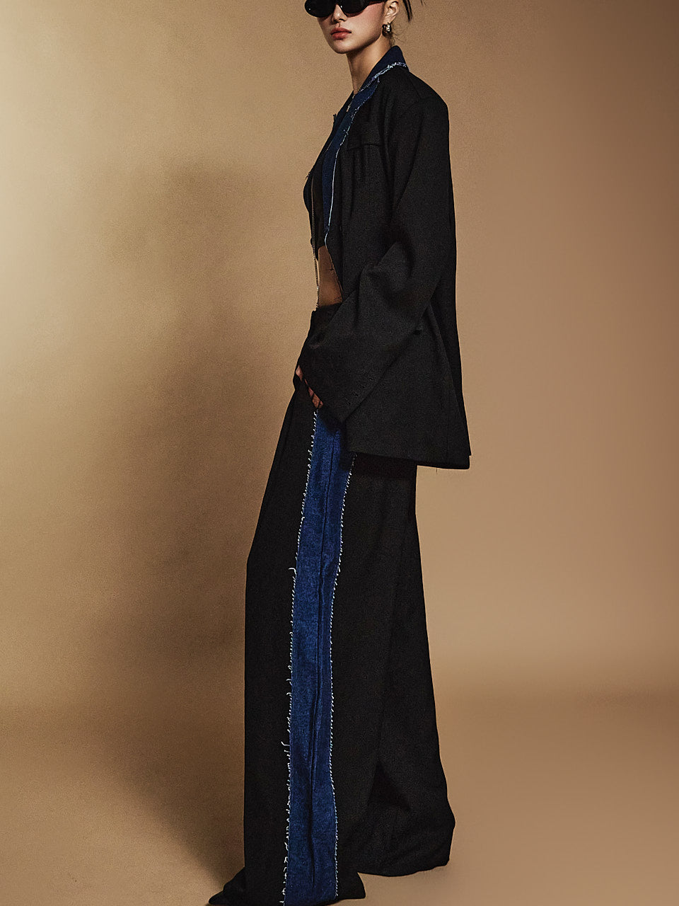 P3251 デニムカラーコントラストパンツ