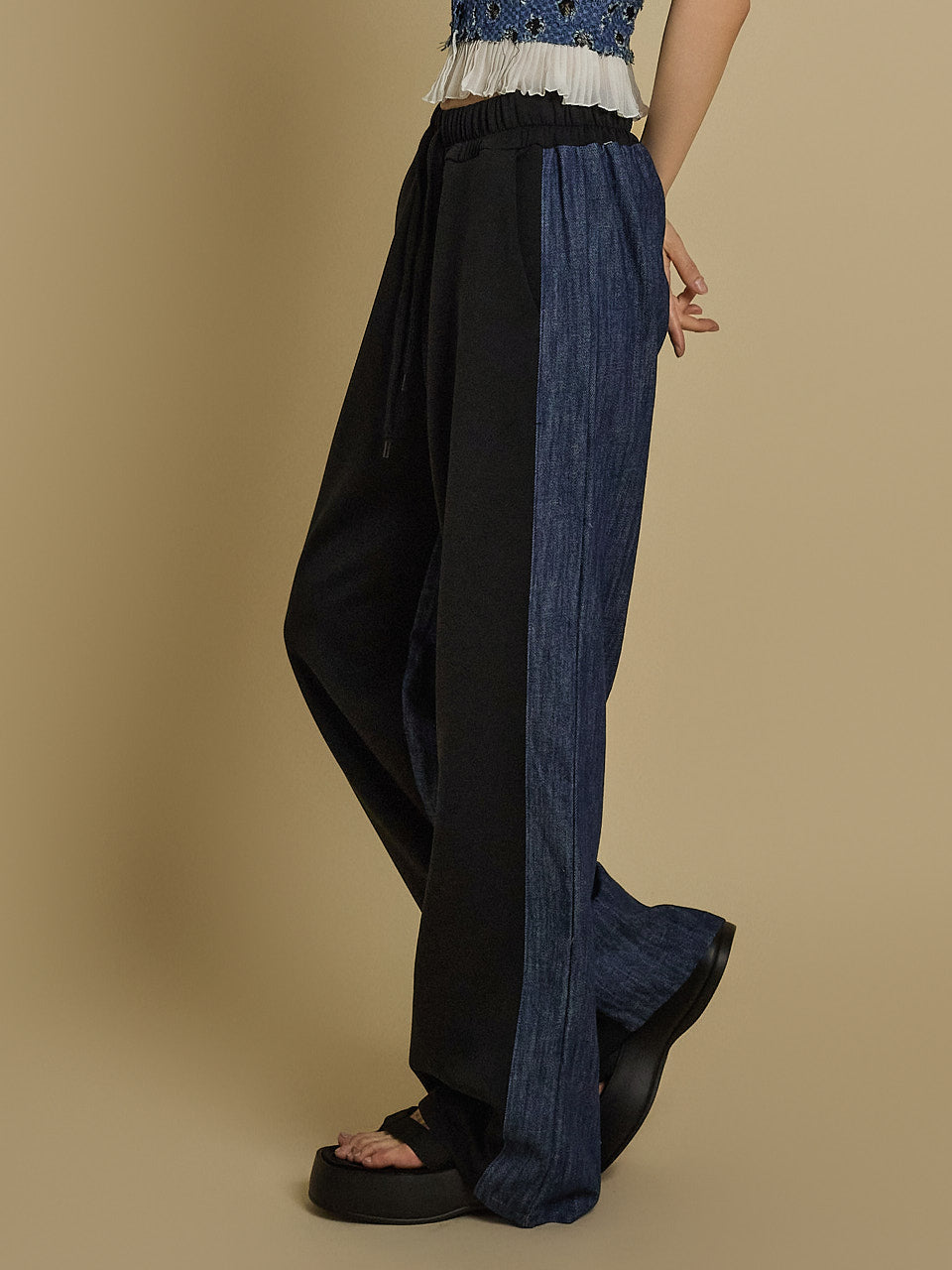 P3458 牛仔撞色裤