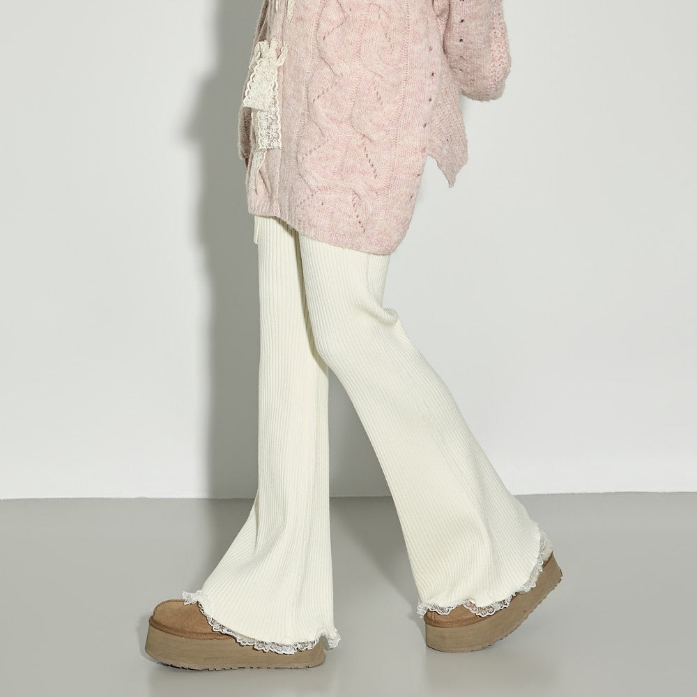 P3729 Lace Ribbed Pants