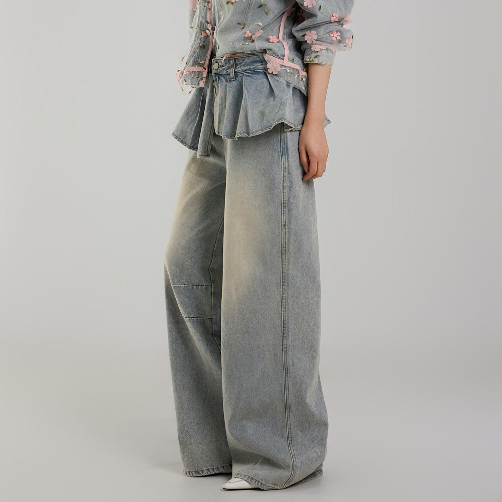 PJ566 Frill Wide Jeans