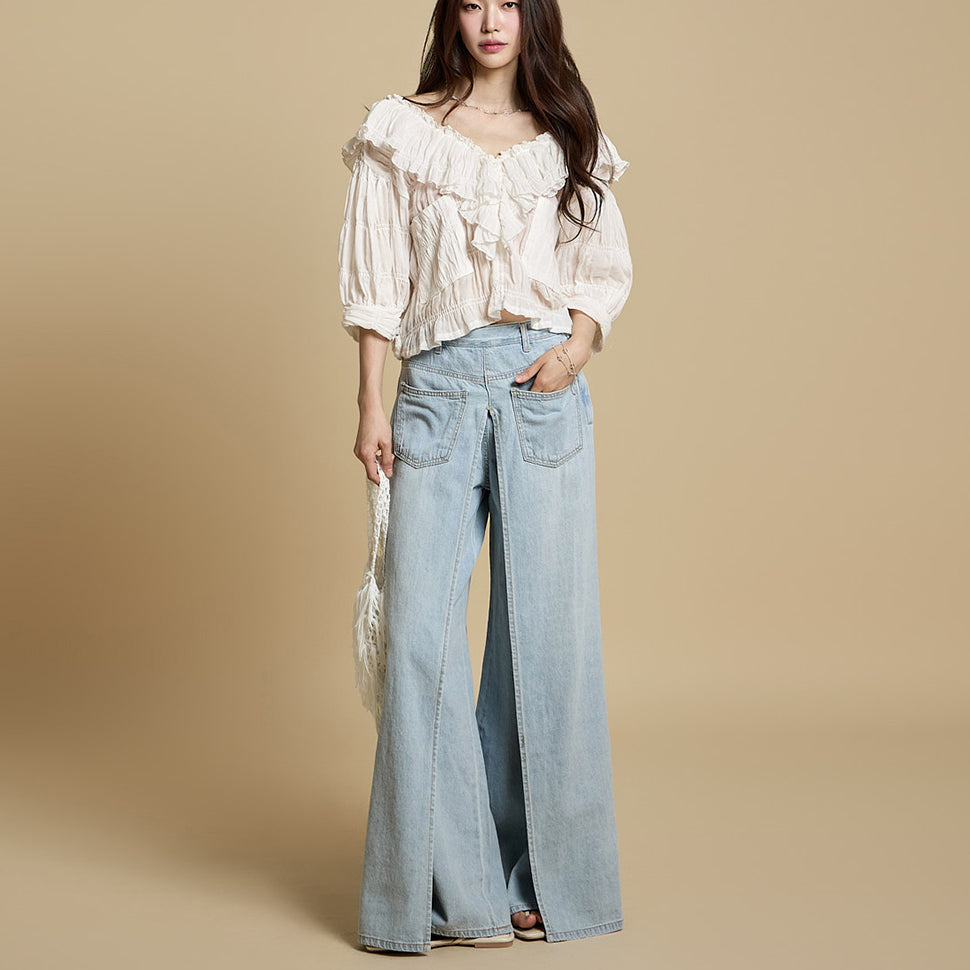 PJ583 宽裹身牛仔裤