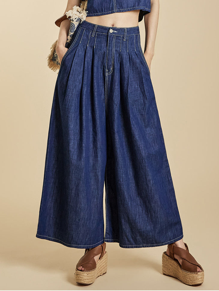 PJ591 ピンタックワイドジーンズ