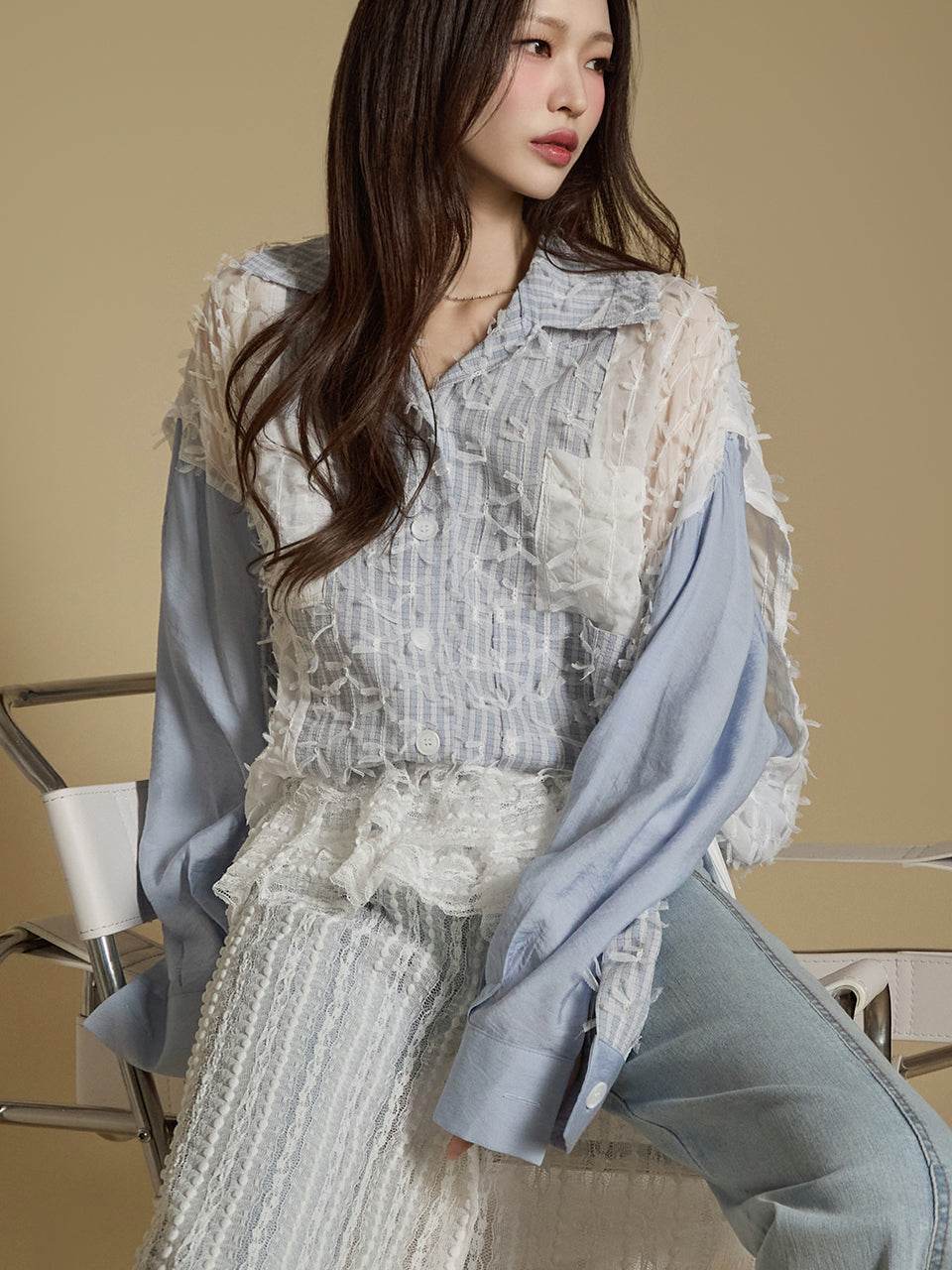 S718 蝴蝶结细节衬衫