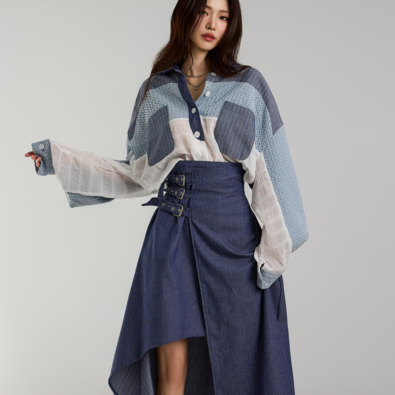 S731 Denim String Shirt