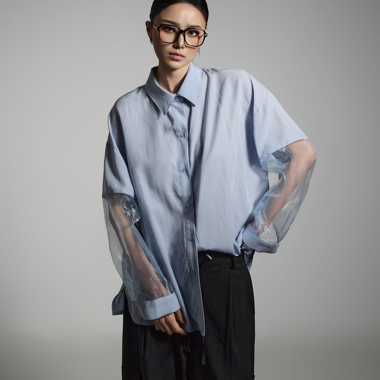 S744 Sheer Sleeve Shirt