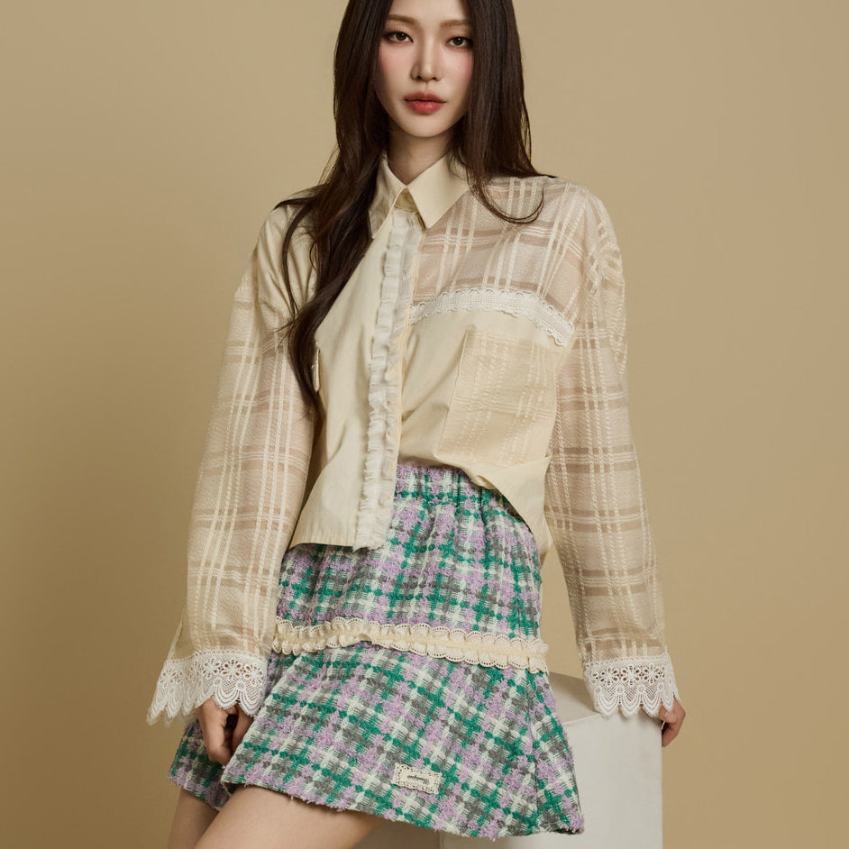 S746 透视撞色衬衫