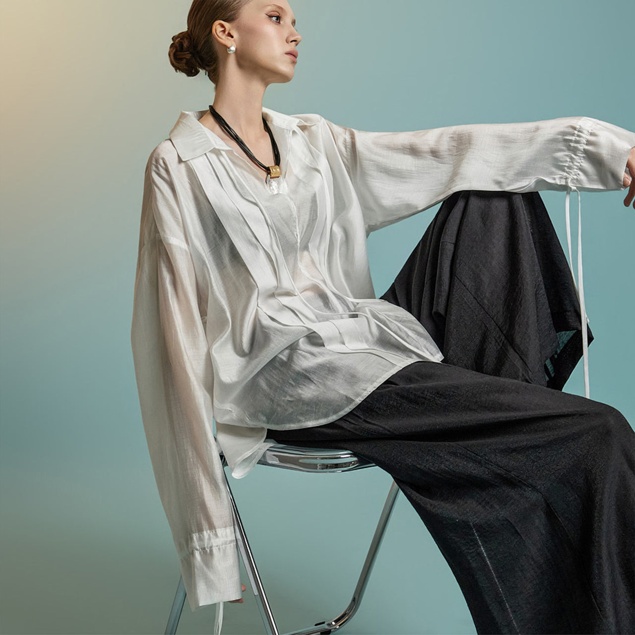 S776 シアーオーバーサイズフィットシャツ