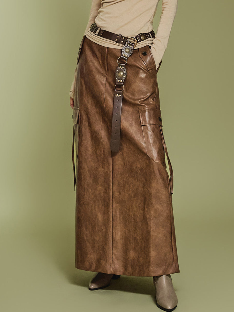 SK2805 レザーカーゴスカート
