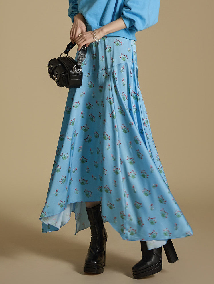 SK2915 花朵不对称半身裙