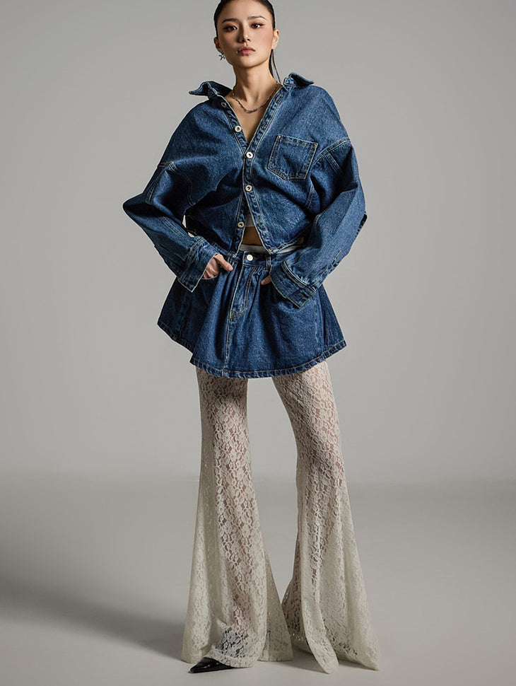 SK2944 牛仔层叠裙