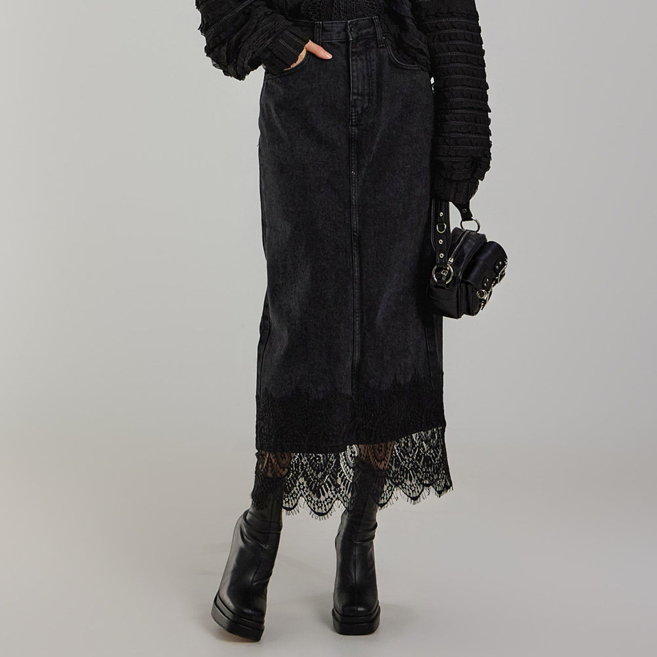 SK2950 Lace Denim Skirt