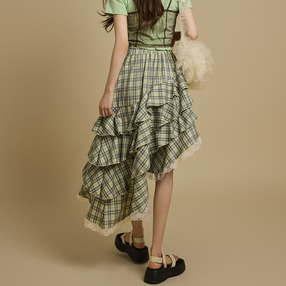 SK2962 Tiered Asymmetric Skirt