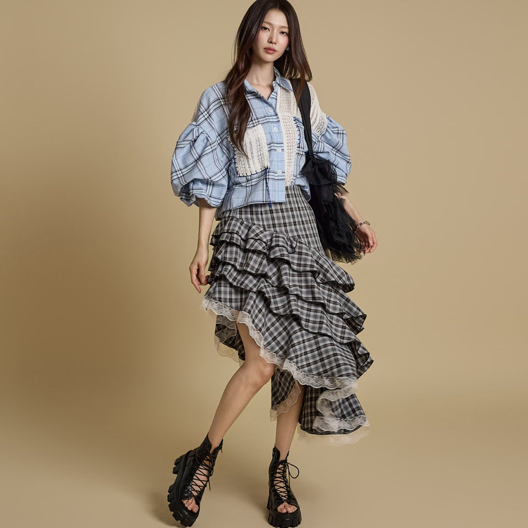 SK2962 Tiered Asymmetric Skirt