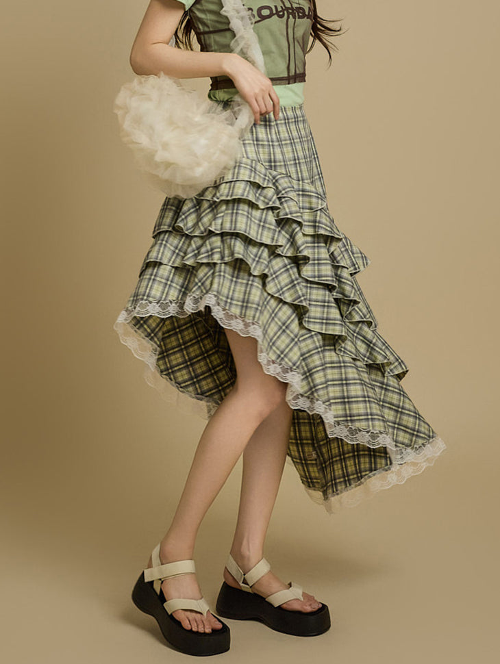 SK2962 Tiered Asymmetric Skirt