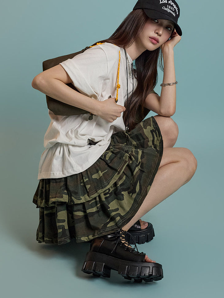 SK2976 カモフラージュティアードスカート