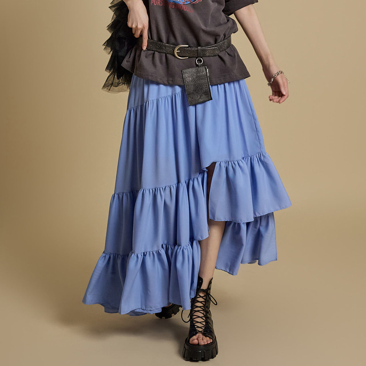 SK2977 Tiered Asymmetric Skirt