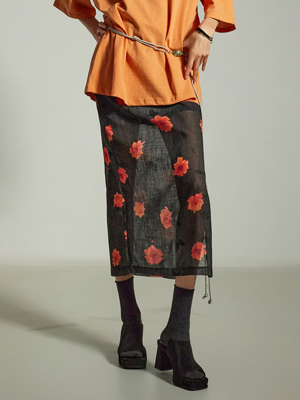 SK3023 Floral Sheer Skirt