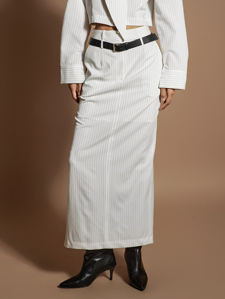 SK3037 Striped Skirt with Belt