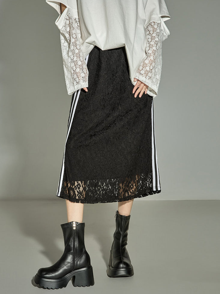 SK3054 Lace Contrast Skirt