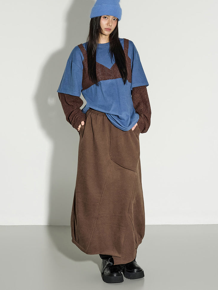 SK3138 Asymmetric Fleece Skirt