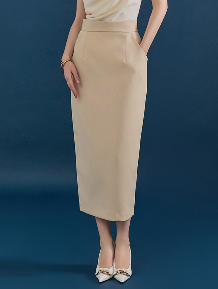 SK9169 ハイウエストペンシルミディスカート