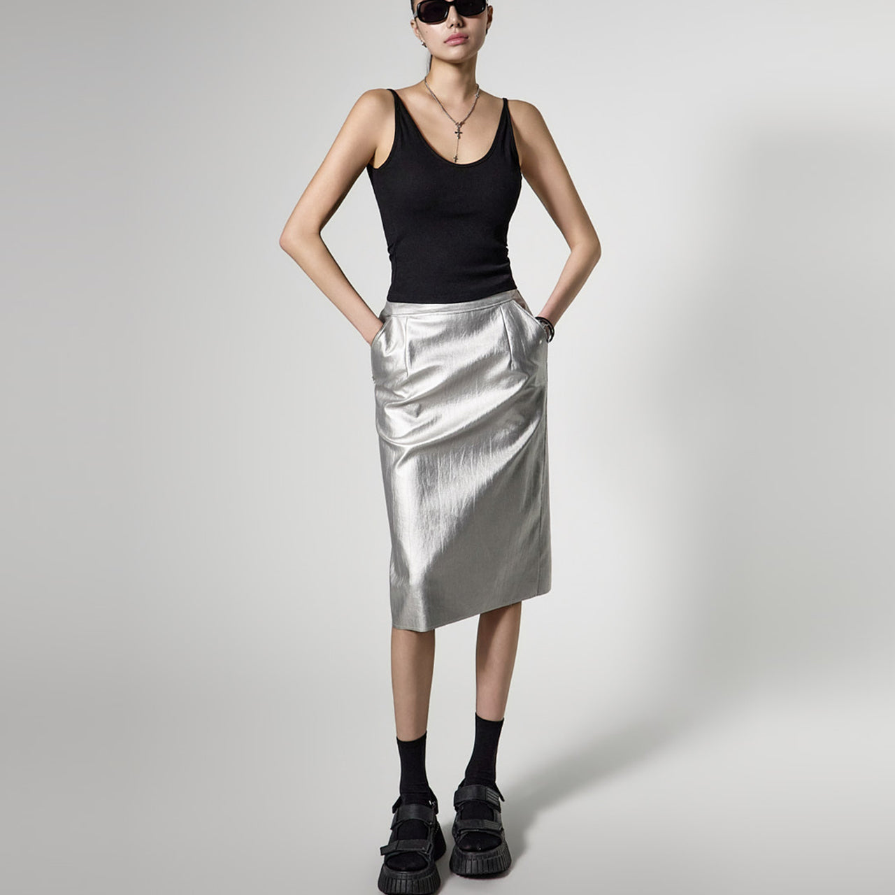 SK9291 クラックドレザースカート