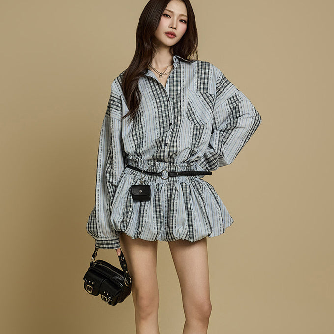 TP2090 チェックシャツ&スカートセット