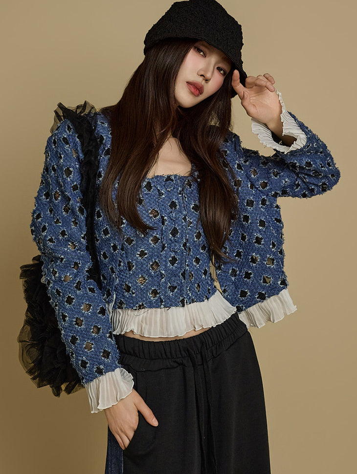 TP2093 牛仔夹克和紧身胸衣套装