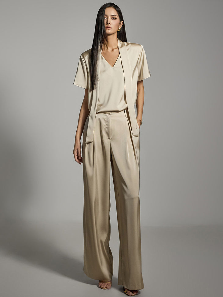 TP2107 サテンブラウス&スラックスセット