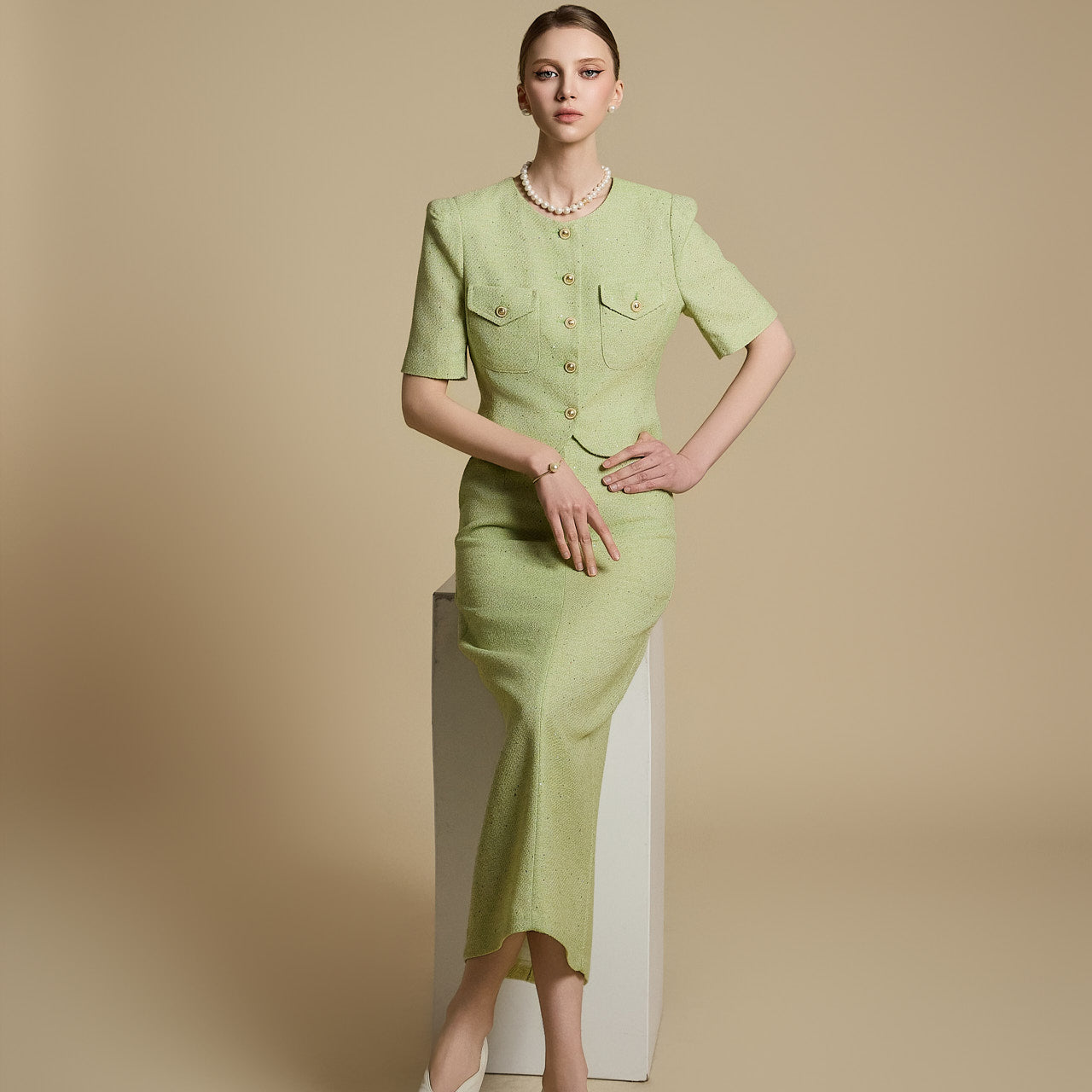 TP2119 ツイードジャケット&スカートセット