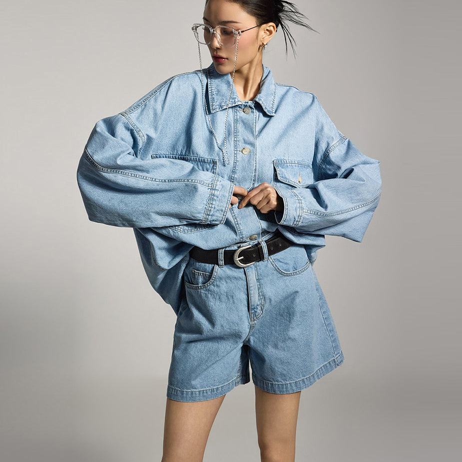 TP2125 デニムシャツ&ショーツセット