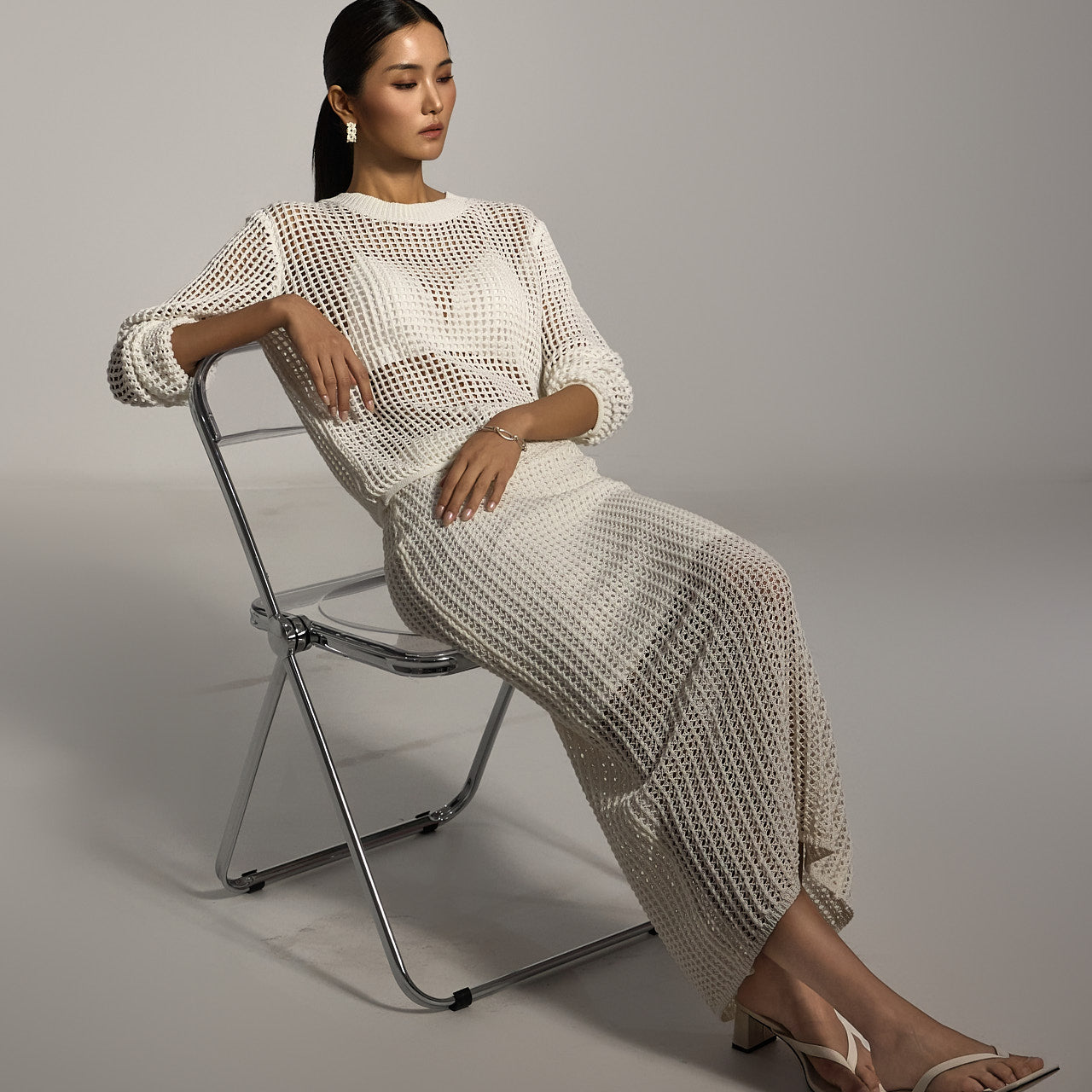 TP2129 网眼上衣和裙子套装