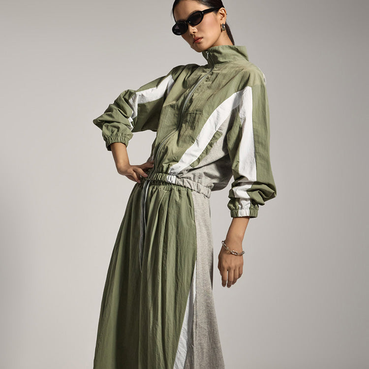 TP2134 Color-block Zip-Up Jacket and Pants Set